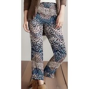 ELEVENSES ANTHROPOLOGIE Teal Lanikai Talored Cropped Cuffed Woven Pants Sz‎ 2